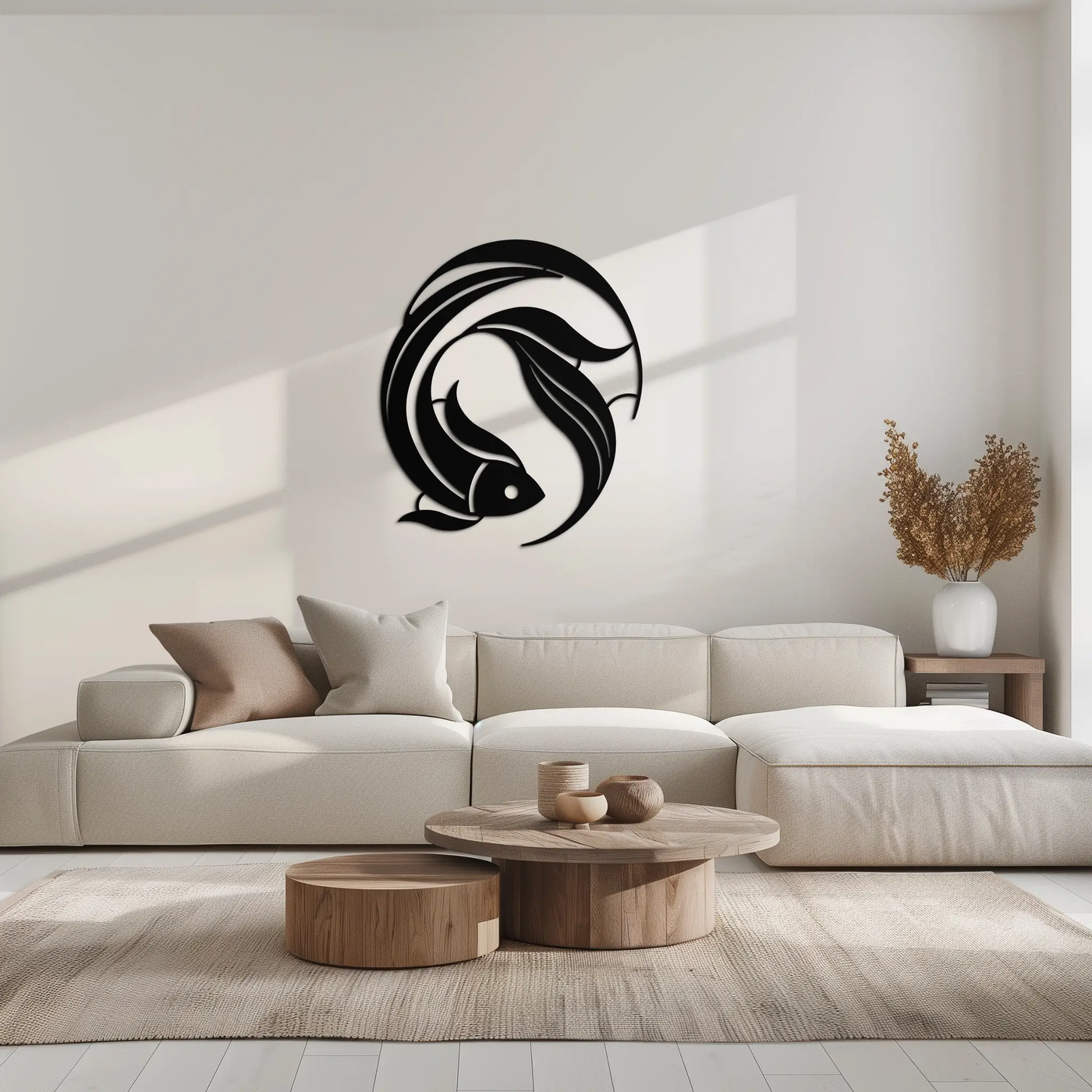 Japanese fish Metal Wall Art – Elegant Minimalist Ocean Decor- KAF379 by Enova Art