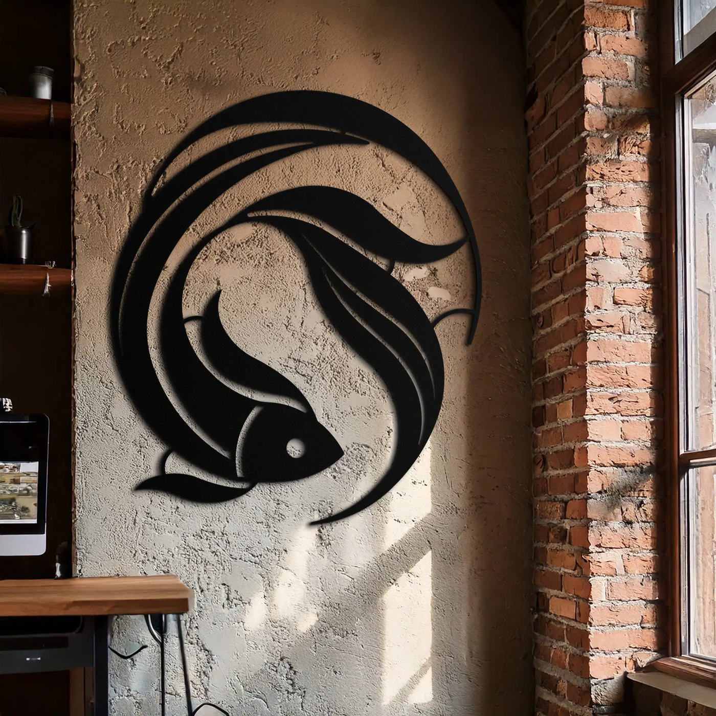 Japanese fish Metal Wall Art – Elegant Minimalist Ocean Decor- KAF379 by Enova Art