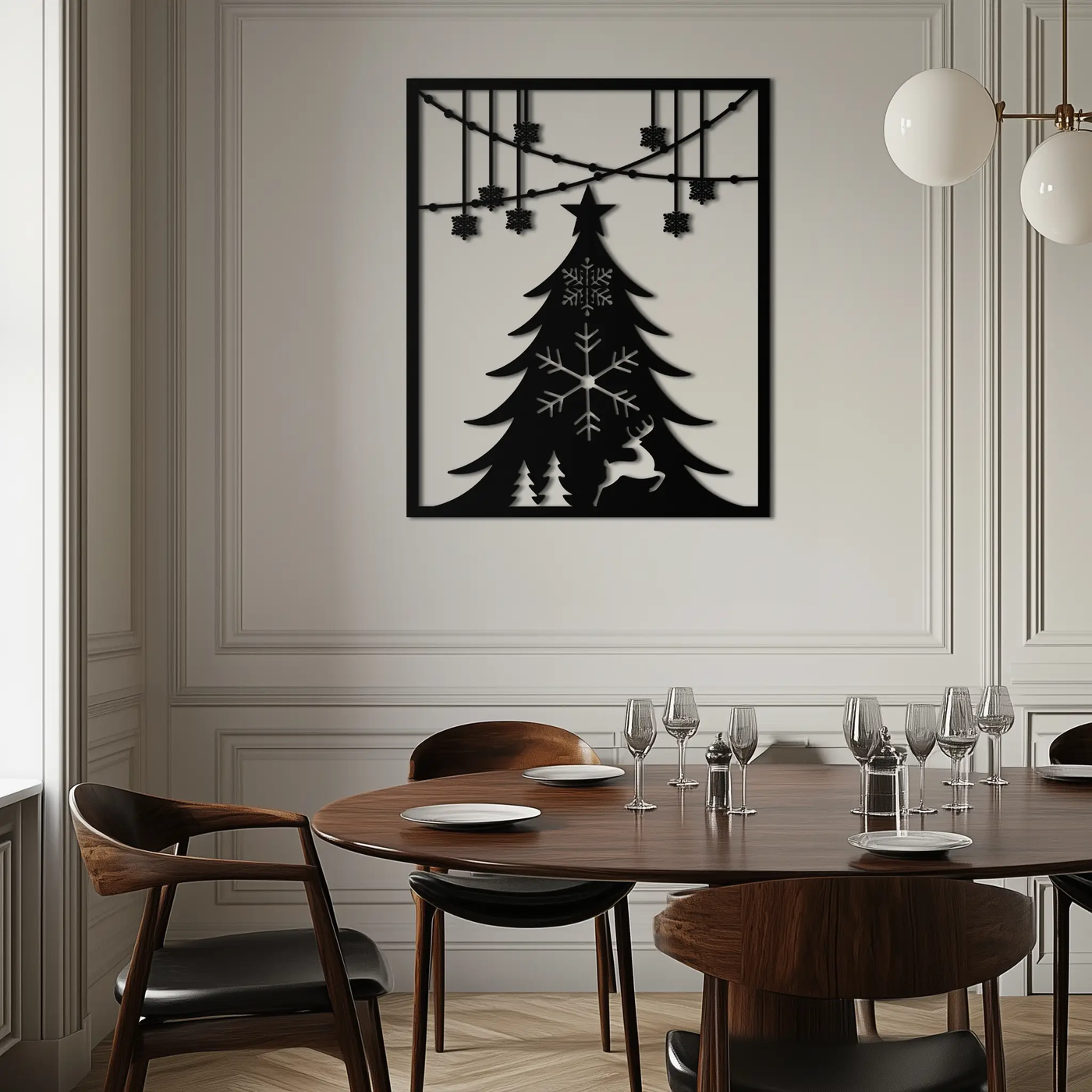 Christmas Tree Metal Wall Art – Elegant Holiday Silhouette Décor- KAF380 by Enova Art