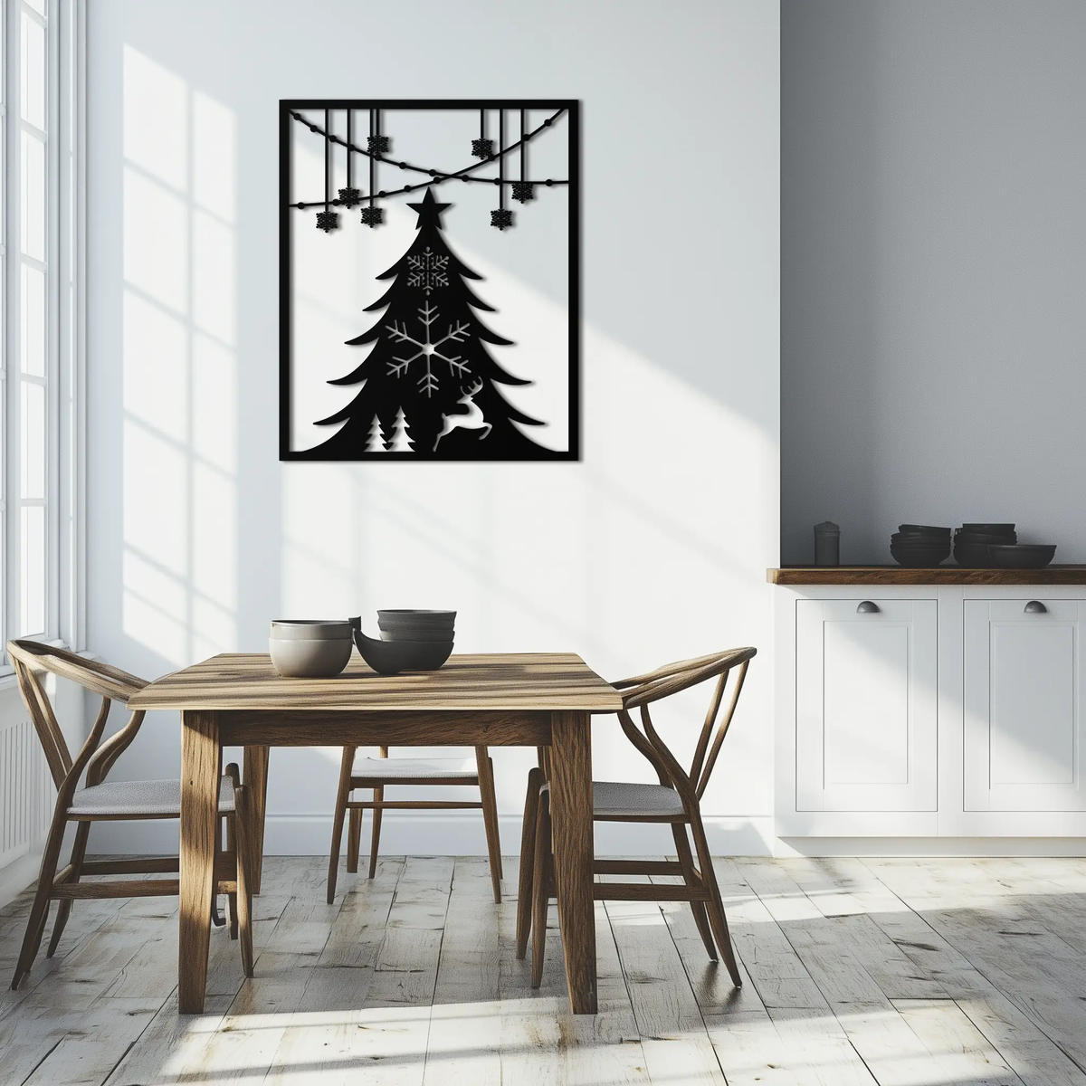 Christmas Tree Metal Wall Art – Elegant Holiday Silhouette Décor- KAF380 by Enova Art