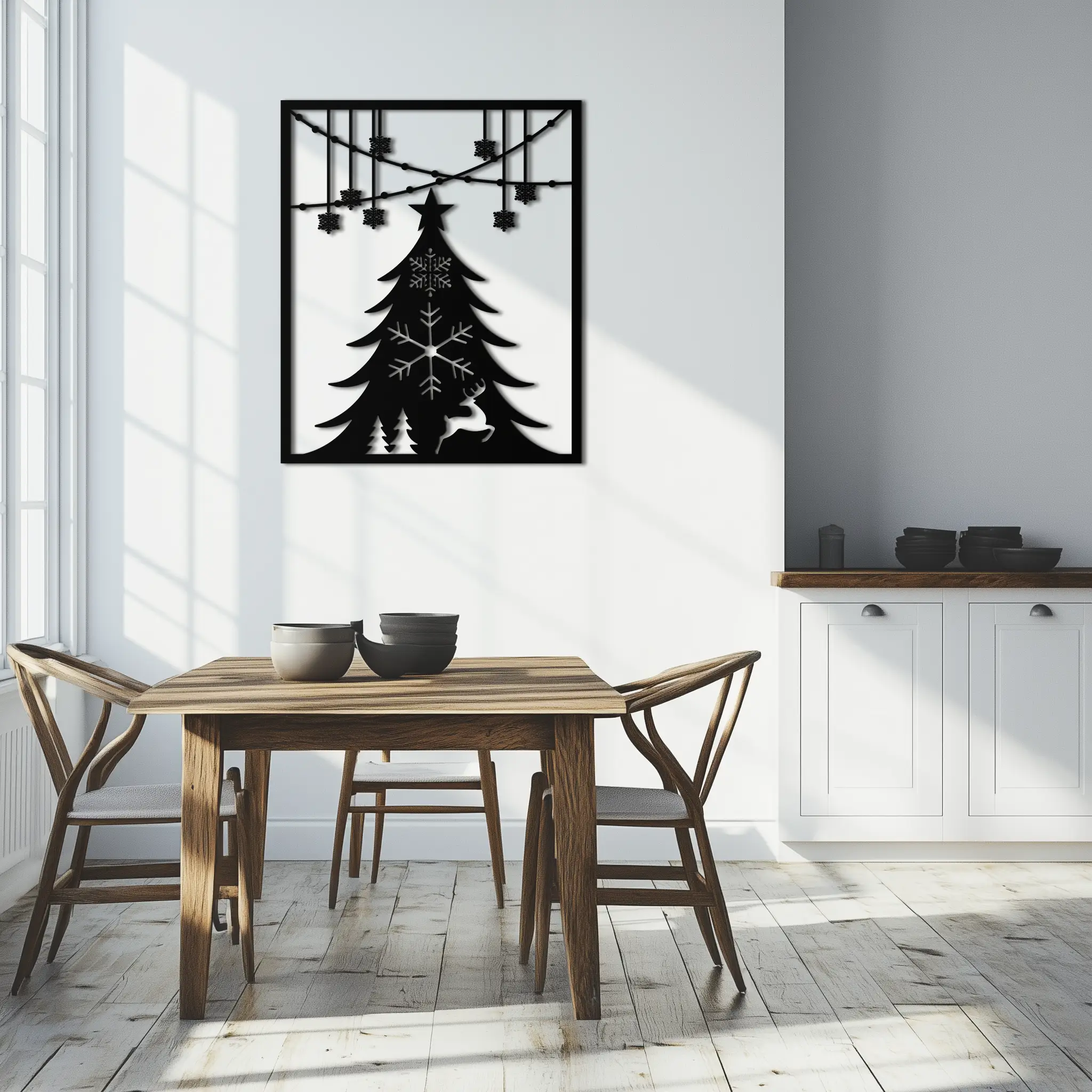 Christmas Tree Metal Wall Art – Elegant Holiday Silhouette Décor- KAF380 by Enova Art