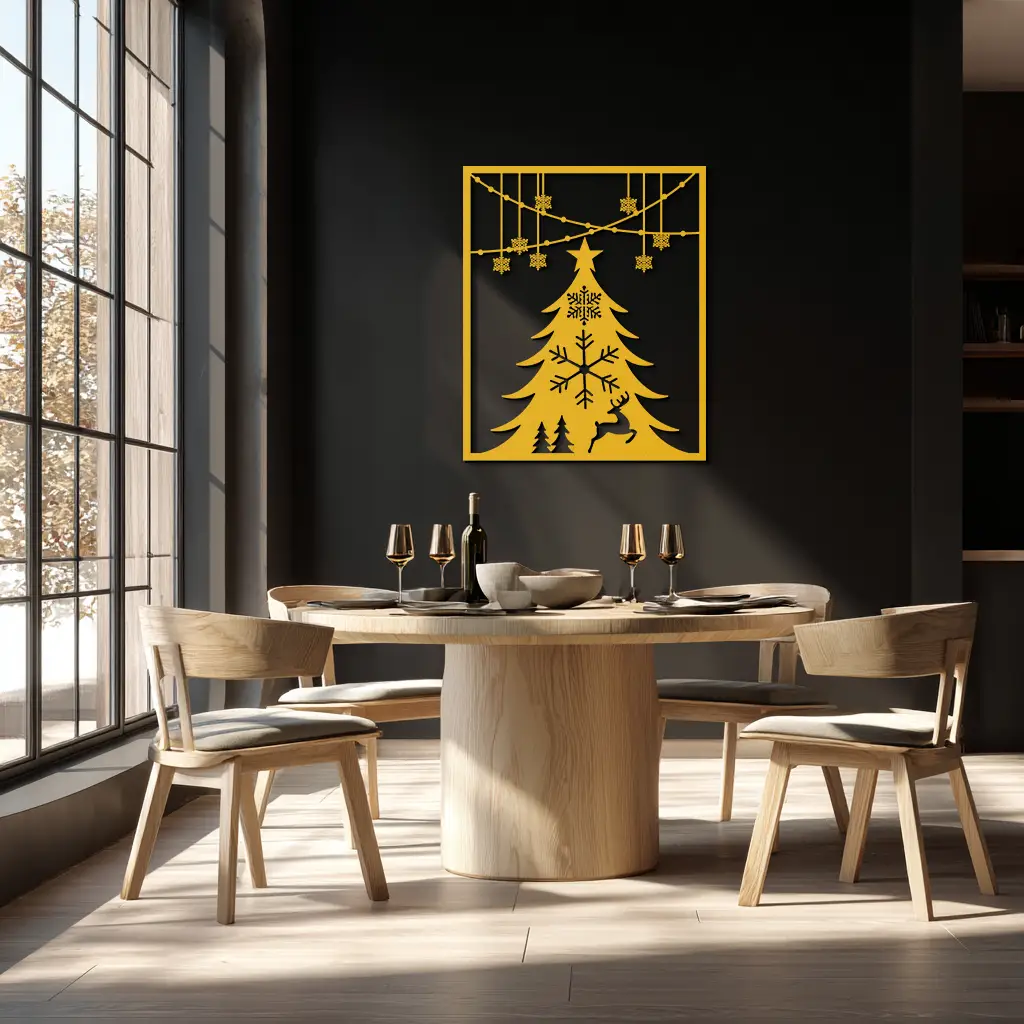 Christmas Tree Metal Wall Art – Elegant Holiday Silhouette Décor- KAF380 by Enova Art