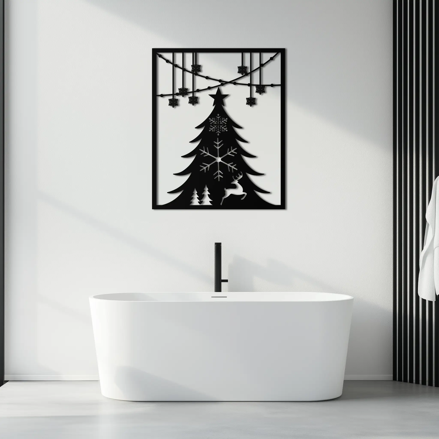 Christmas Tree Metal Wall Art – Elegant Holiday Silhouette Décor- KAF380 by Enova Art