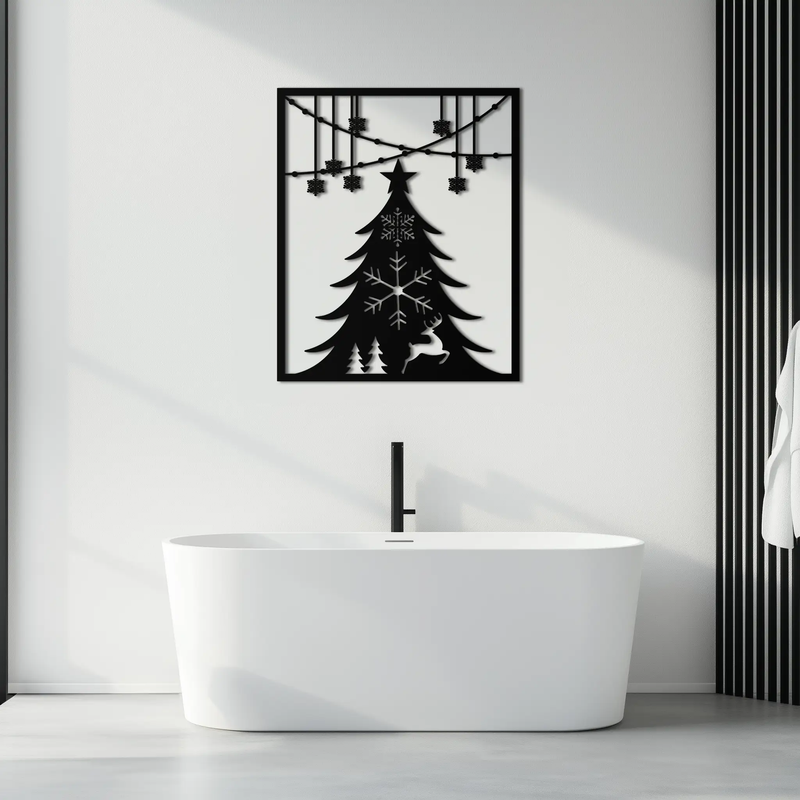 Christmas Tree Metal Wall Art – Elegant Holiday Silhouette Décor- KAF380 by Enova Art