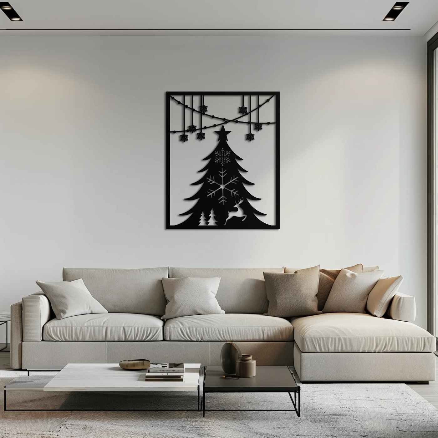 Christmas Tree Metal Wall Art – Elegant Holiday Silhouette Décor- KAF380 by Enova Art