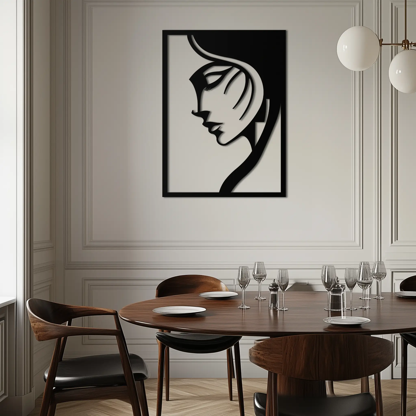 Elegant Woman Silhouette Metal Wall Art – Stylish Female Figure Home Decor- KAF381 by Enova Art