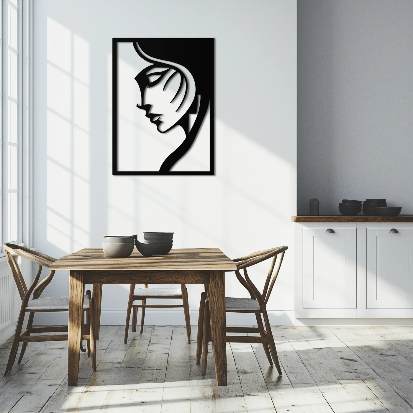 Elegant Woman Silhouette Metal Wall Art – Stylish Female Figure Home Decor- KAF381 by Enova Art