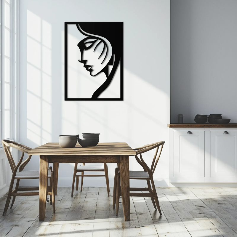 Elegant Woman Silhouette Metal Wall Art – Stylish Female Figure Home Decor- KAF381 by Enova Art