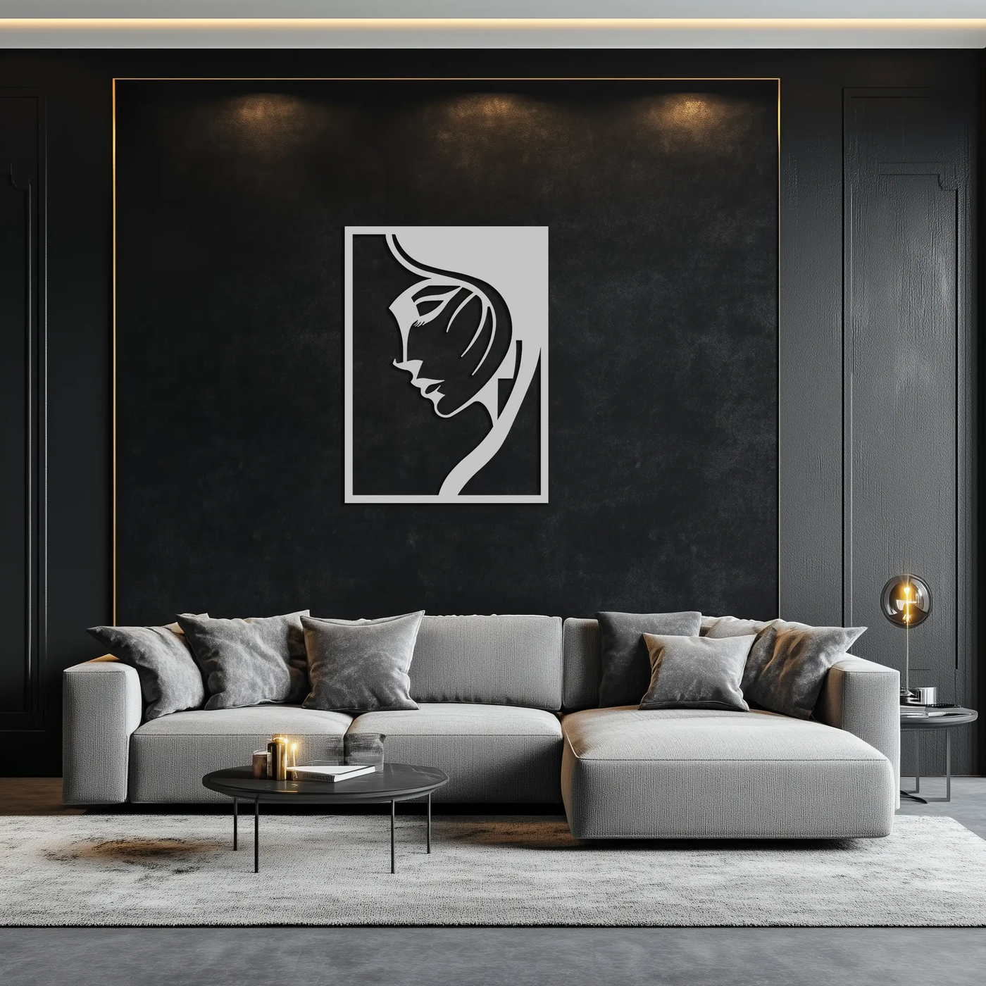 Elegant Woman Silhouette Metal Wall Art – Stylish Female Figure Home Decor- KAF381 by Enova Art