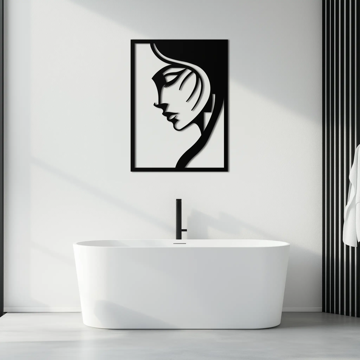 Elegant Woman Silhouette Metal Wall Art – Stylish Female Figure Home Decor- KAF381 by Enova Art