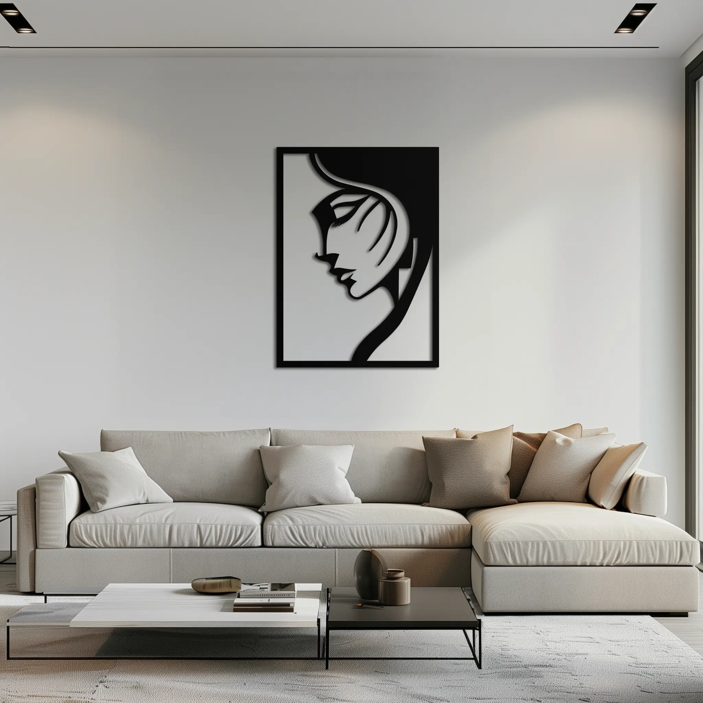Elegant Woman Silhouette Metal Wall Art – Stylish Female Figure Home Decor- KAF381 by Enova Art