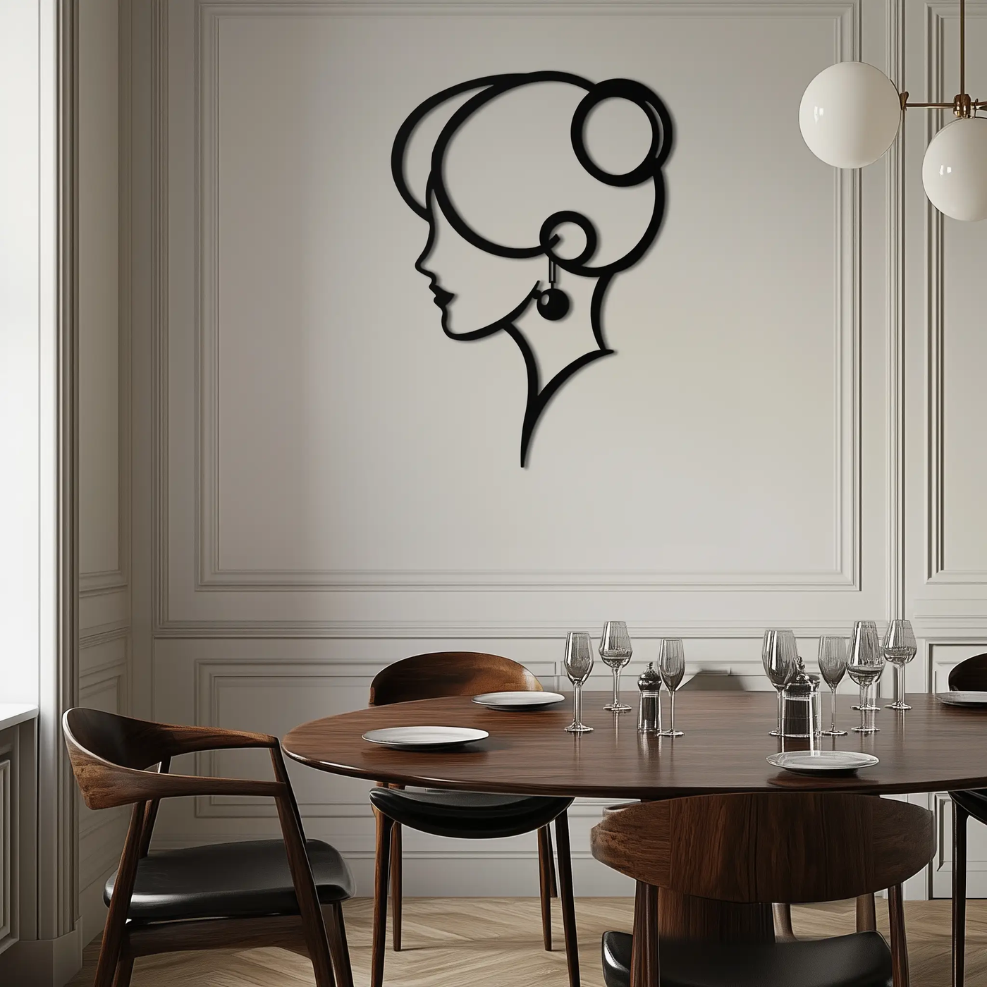 Elegant Woman Silhouette Metal Wall Art – Modern Female Figure Steel Decor- KAF382 by Enova Art