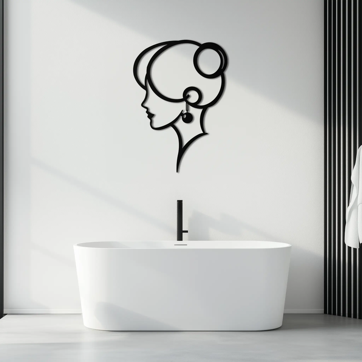 Elegant Woman Silhouette Metal Wall Art – Modern Female Figure Steel Decor- KAF382 by Enova Art