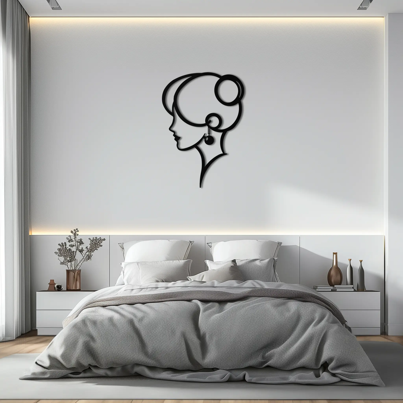 Elegant Woman Silhouette Metal Wall Art – Modern Female Figure Steel Decor- KAF382 by Enova Art