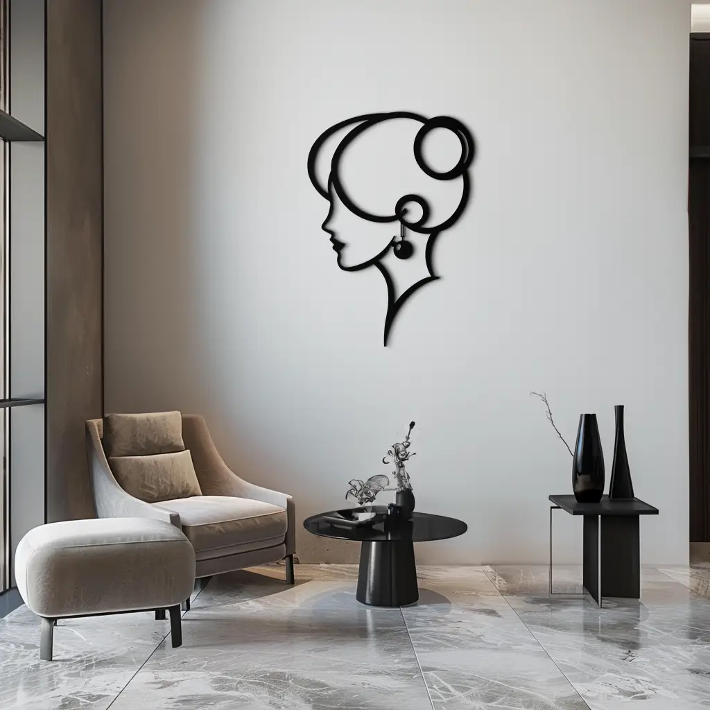 Elegant Woman Silhouette Metal Wall Art – Modern Female Figure Steel Decor- KAF382 by Enova Art