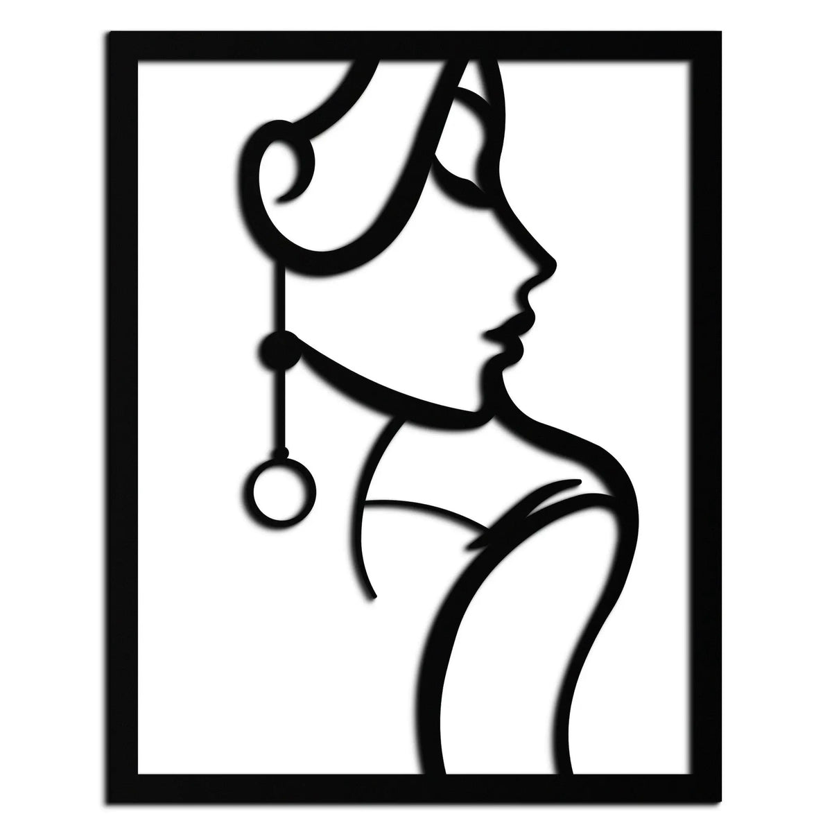 Elegant Female Silhouette Metal Wall Art – Graceful Lady Framed Steel Decor- KAF383 by Enova Art