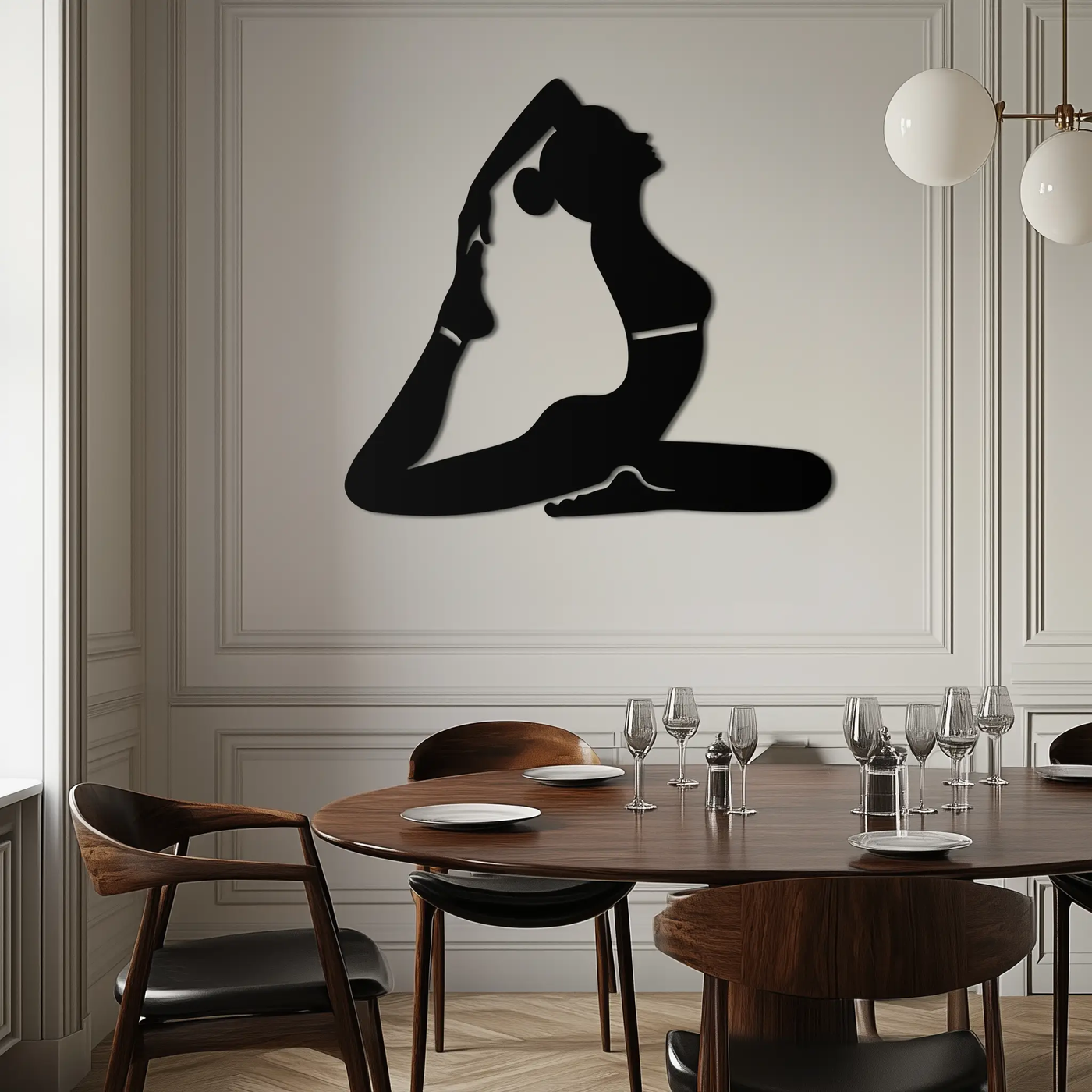 Kapotasana Pose Silhouette Metal Wall Art – Yoga-Inspired Minimalist Decor- KAF384 by Enova Art