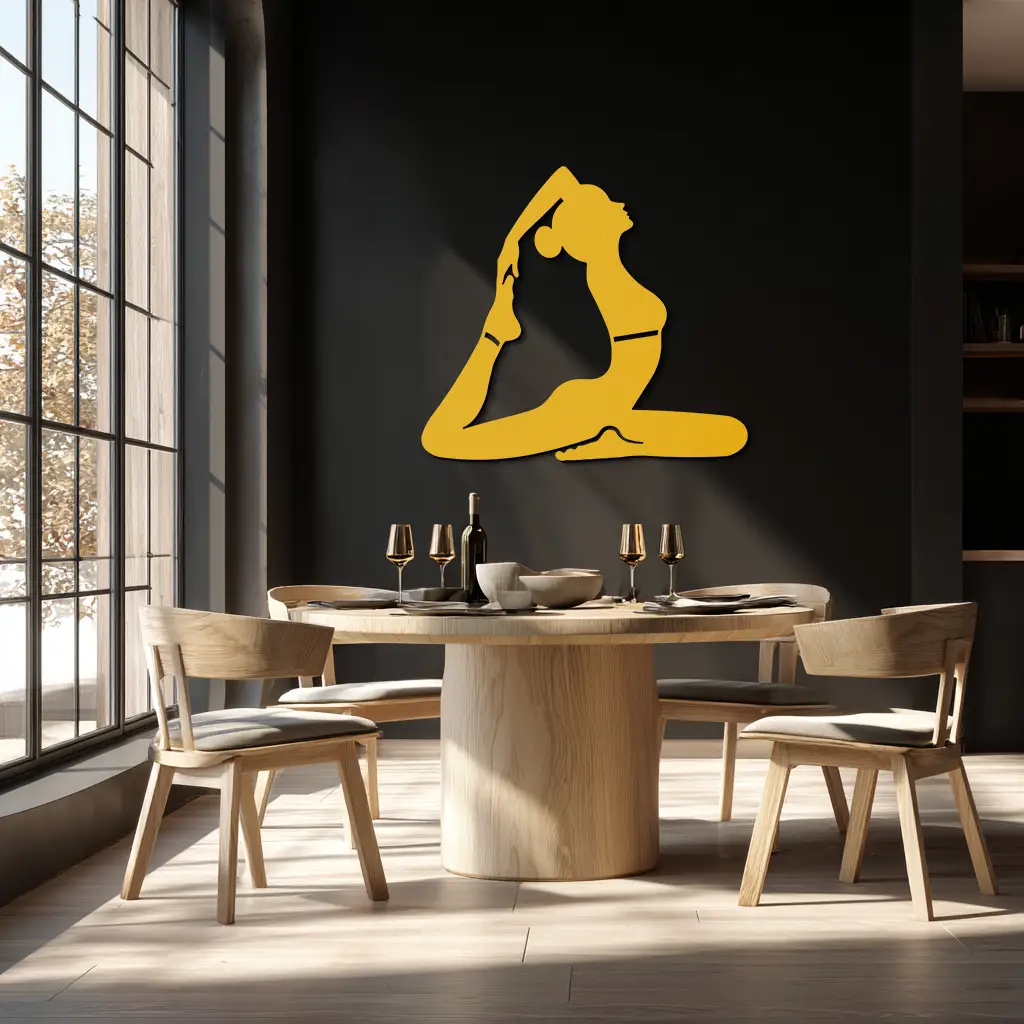 Kapotasana Pose Silhouette Metal Wall Art – Yoga-Inspired Minimalist Decor- KAF384 by Enova Art