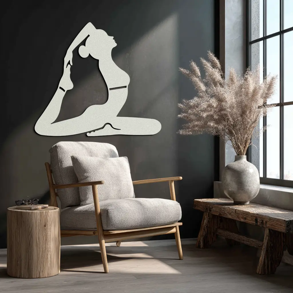 Kapotasana Pose Silhouette Metal Wall Art – Yoga-Inspired Minimalist Decor- KAF384 by Enova Art