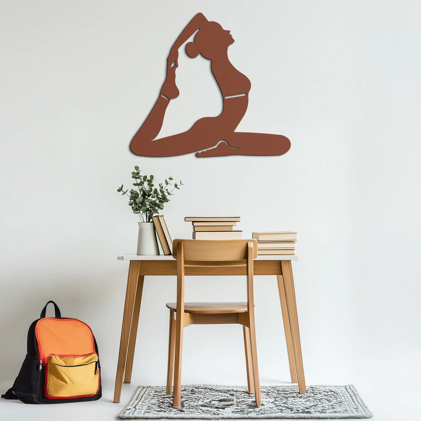 Kapotasana Pose Silhouette Metal Wall Art – Yoga-Inspired Minimalist Decor- KAF384 by Enova Art