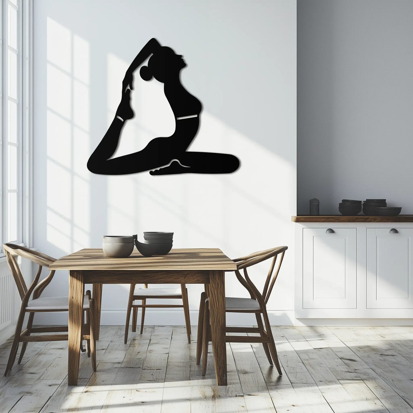Kapotasana Pose Silhouette Metal Wall Art – Yoga-Inspired Minimalist Decor- KAF384 by Enova Art