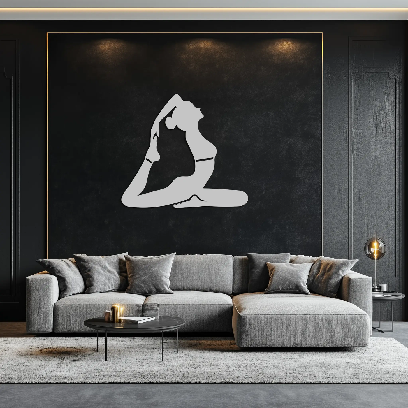 Kapotasana Pose Silhouette Metal Wall Art – Yoga-Inspired Minimalist Decor- KAF384 by Enova Art