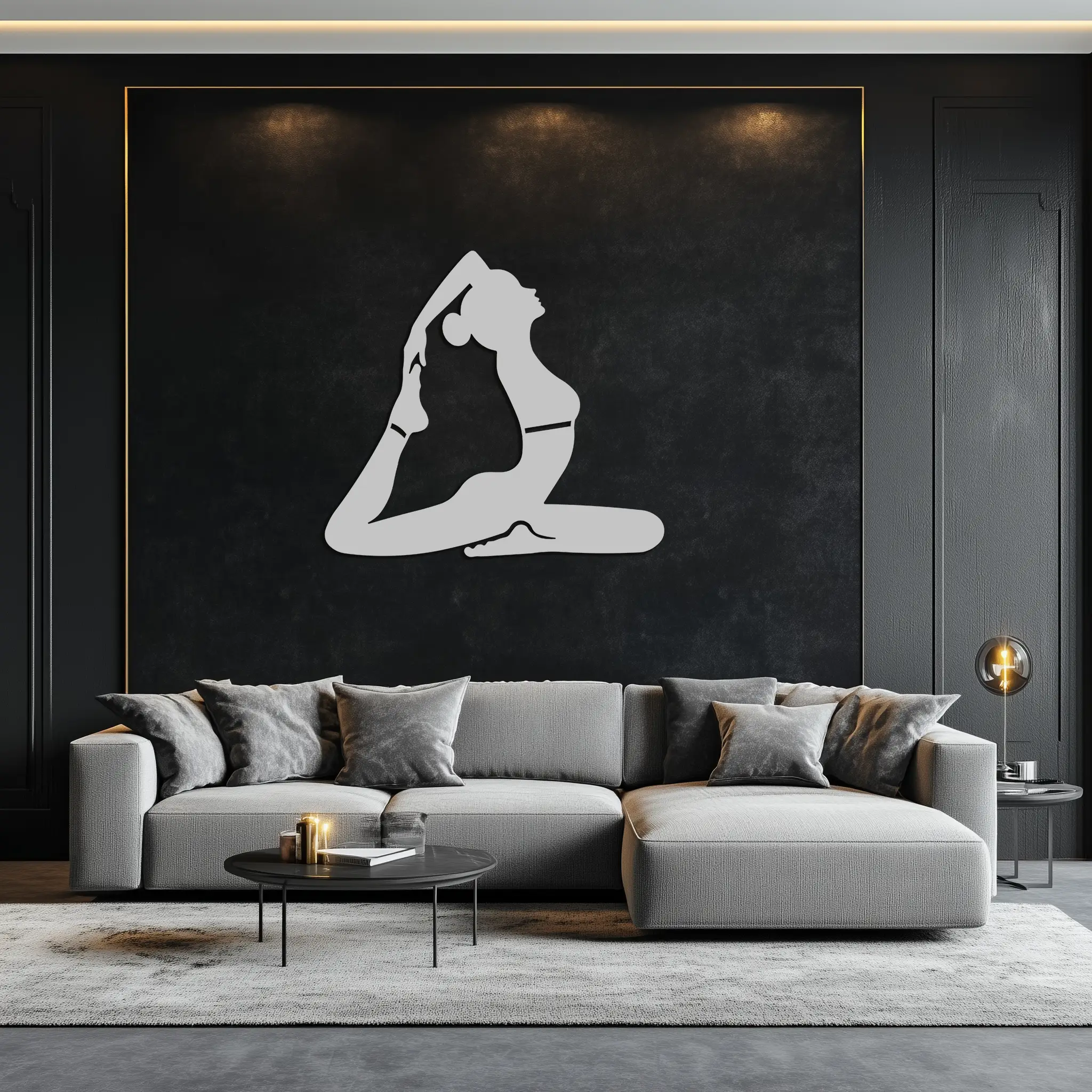 Kapotasana Pose Silhouette Metal Wall Art – Yoga-Inspired Minimalist Decor- KAF384 by Enova Art