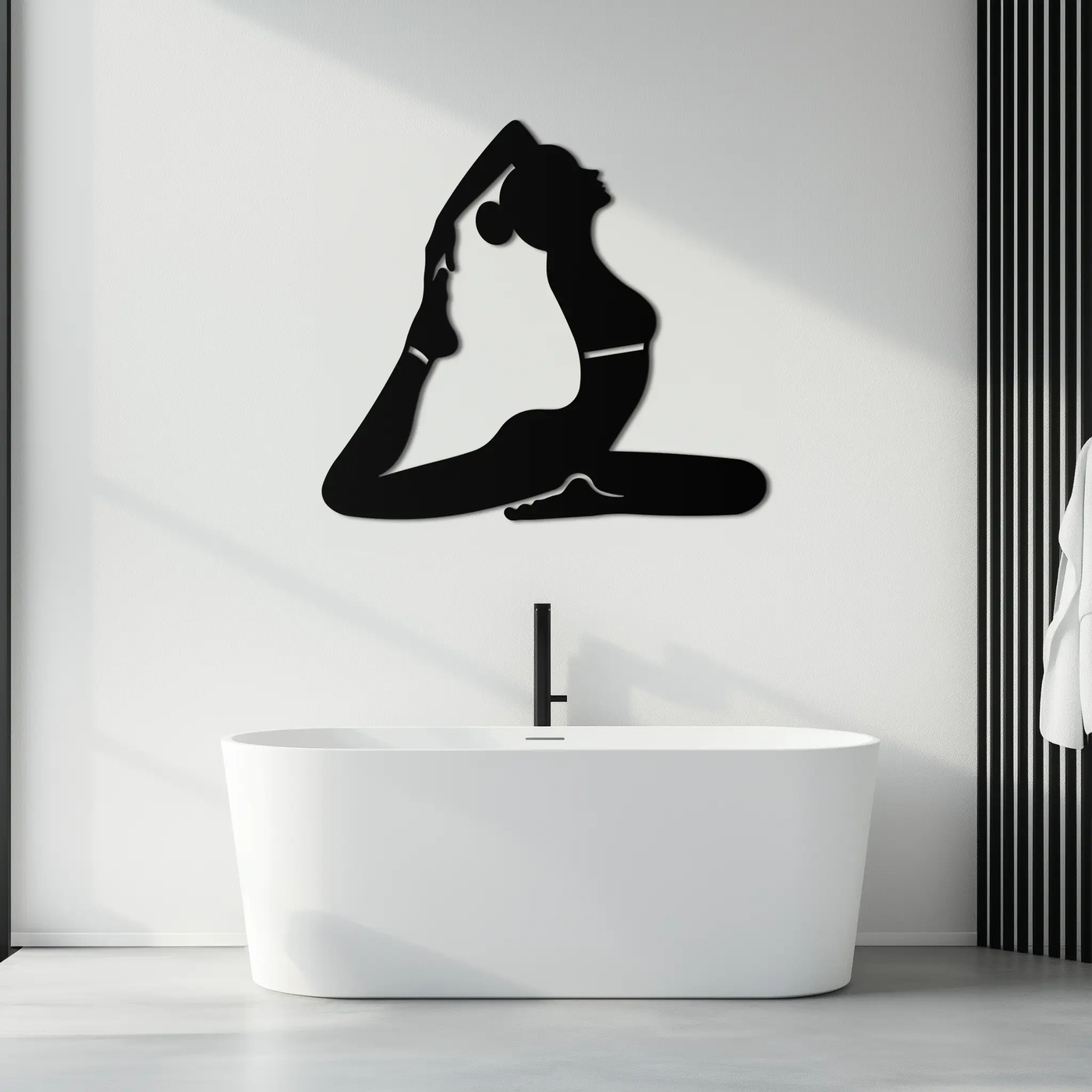 Kapotasana Pose Silhouette Metal Wall Art – Yoga-Inspired Minimalist Decor- KAF384 by Enova Art