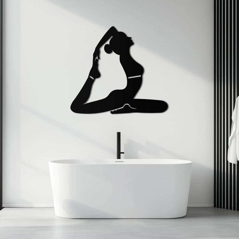 Kapotasana Pose Silhouette Metal Wall Art – Yoga-Inspired Minimalist Decor- KAF384 by Enova Art