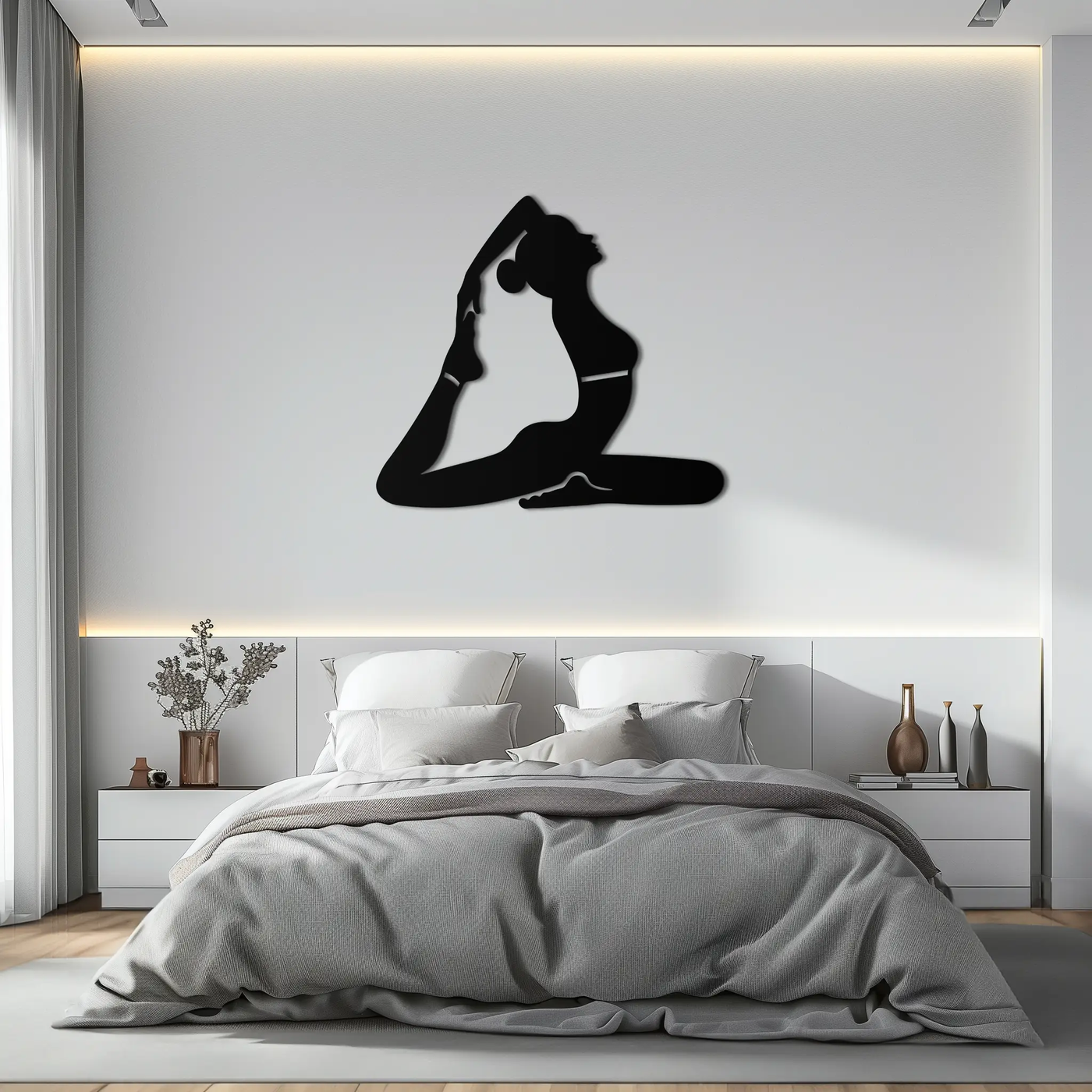 Kapotasana Pose Silhouette Metal Wall Art – Yoga-Inspired Minimalist Decor- KAF384 by Enova Art