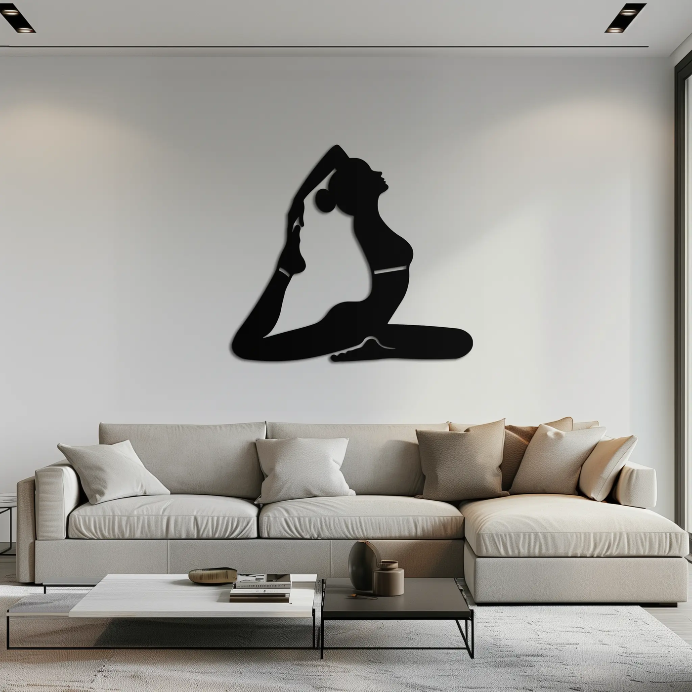 Kapotasana Pose Silhouette Metal Wall Art – Yoga-Inspired Minimalist Decor- KAF384 by Enova Art