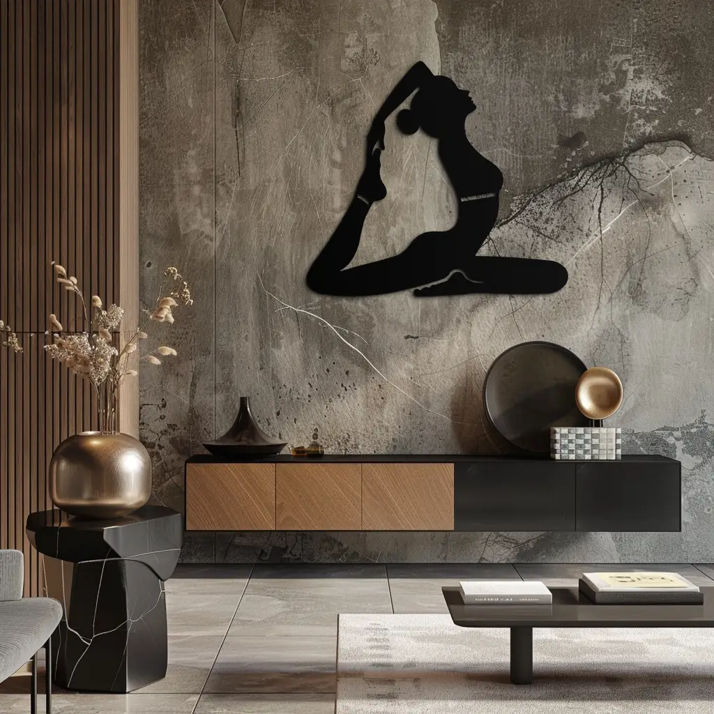 Kapotasana Pose Silhouette Metal Wall Art – Yoga-Inspired Minimalist Decor- KAF384 by Enova Art