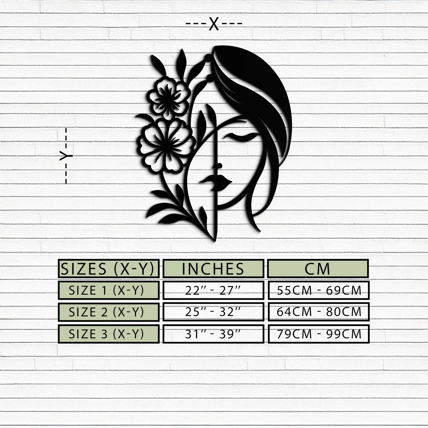 Woman with Flower Metal Wall Art – Elegant Female Silhouette Steel Decor- KAF385 by Enova Art