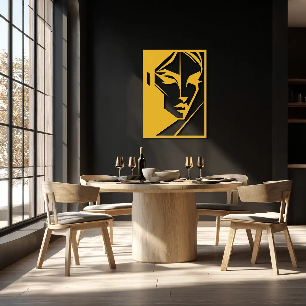 Geometric Woman Silhouette Metal Wall Art – Abstract Female Line Art Decor- KAF386 by Enova Art