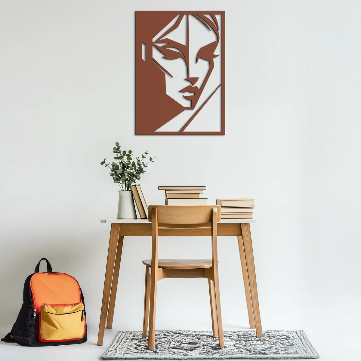Geometric Woman Silhouette Metal Wall Art – Abstract Female Line Art Decor- KAF386 by Enova Art