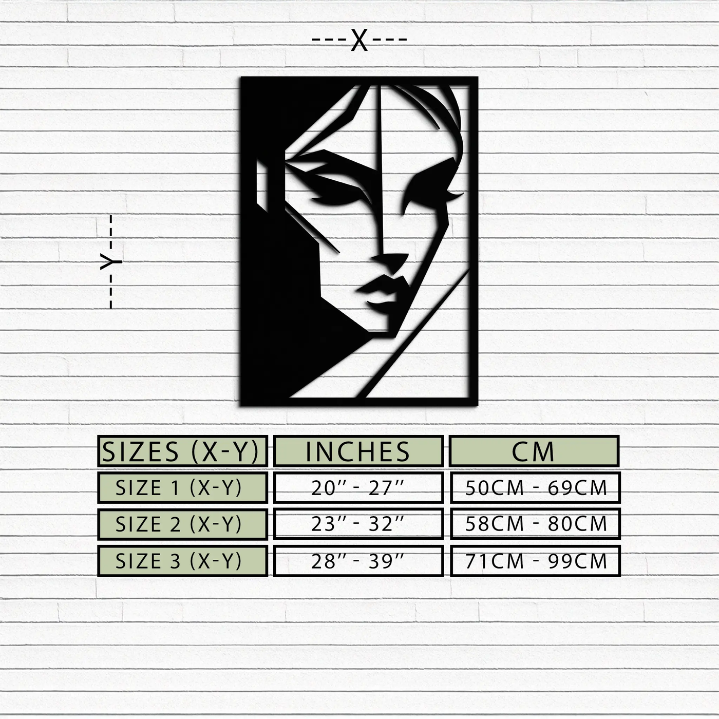 Geometric Woman Silhouette Metal Wall Art – Abstract Female Line Art Decor- KAF386 by Enova Art