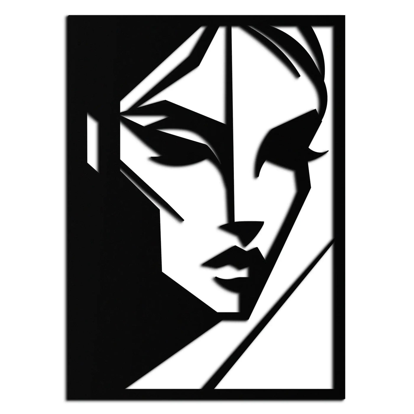 Geometric Woman Silhouette Metal Wall Art – Abstract Female Line Art Decor- KAF386 by Enova Art