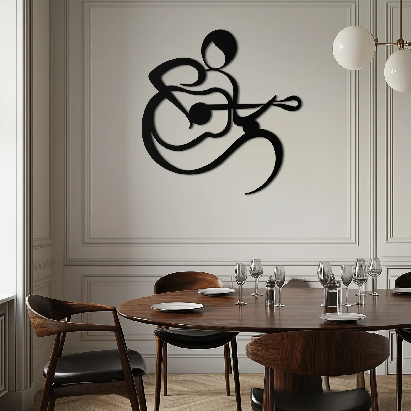 Guitarist Abstract Metal Wall Art – Minimal Black Wall Decoration- KAF388 by Enova Art