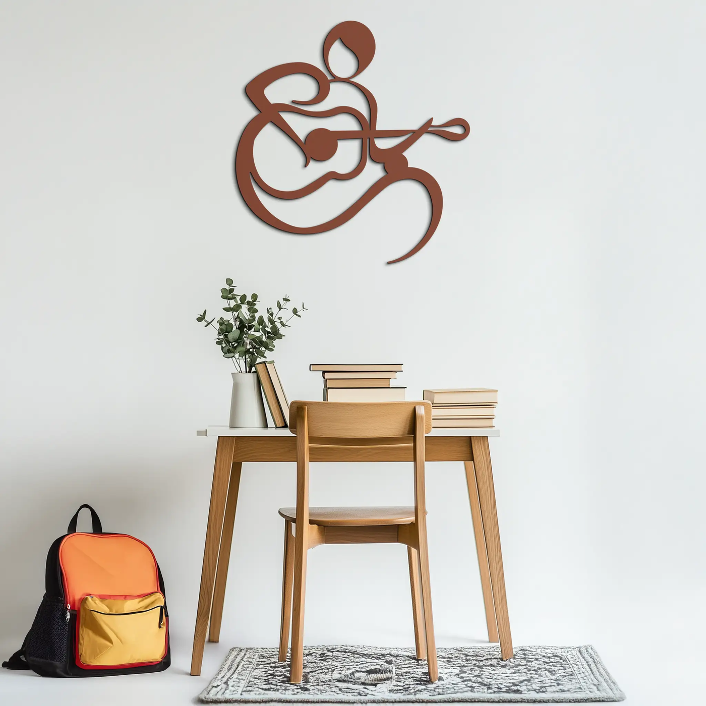 Guitarist Abstract Metal Wall Art – Minimal Black Wall Decoration- KAF388 by Enova Art