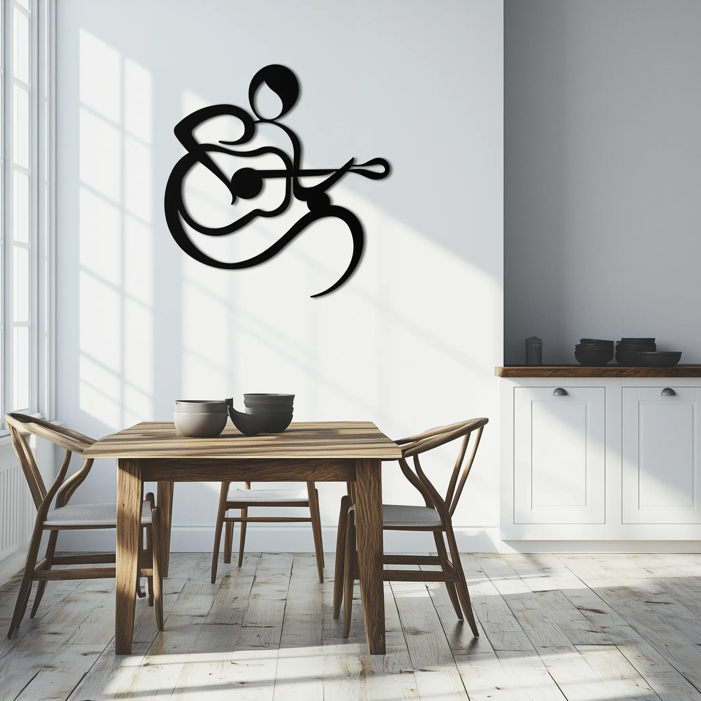 Guitarist Abstract Metal Wall Art – Minimal Black Wall Decoration- KAF388 by Enova Art