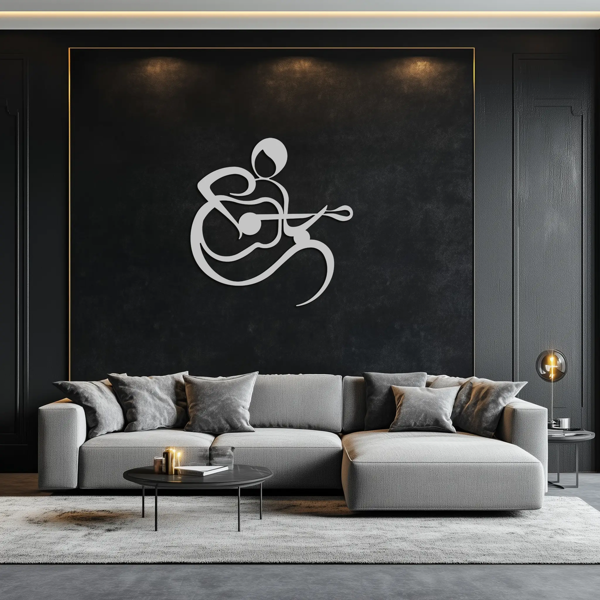 Guitarist Abstract Metal Wall Art – Minimal Black Wall Decoration- KAF388 by Enova Art