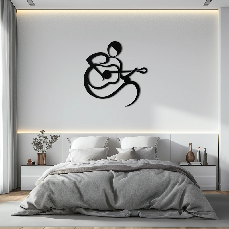 Guitarist Abstract Metal Wall Art – Minimal Black Wall Decoration- KAF388 by Enova Art
