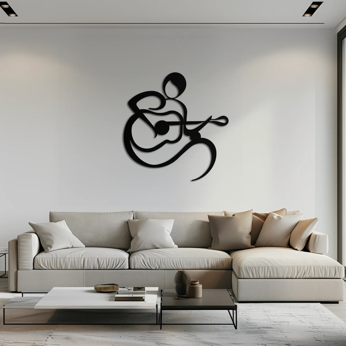 Guitarist Abstract Metal Wall Art – Minimal Black Wall Decoration- KAF388 by Enova Art