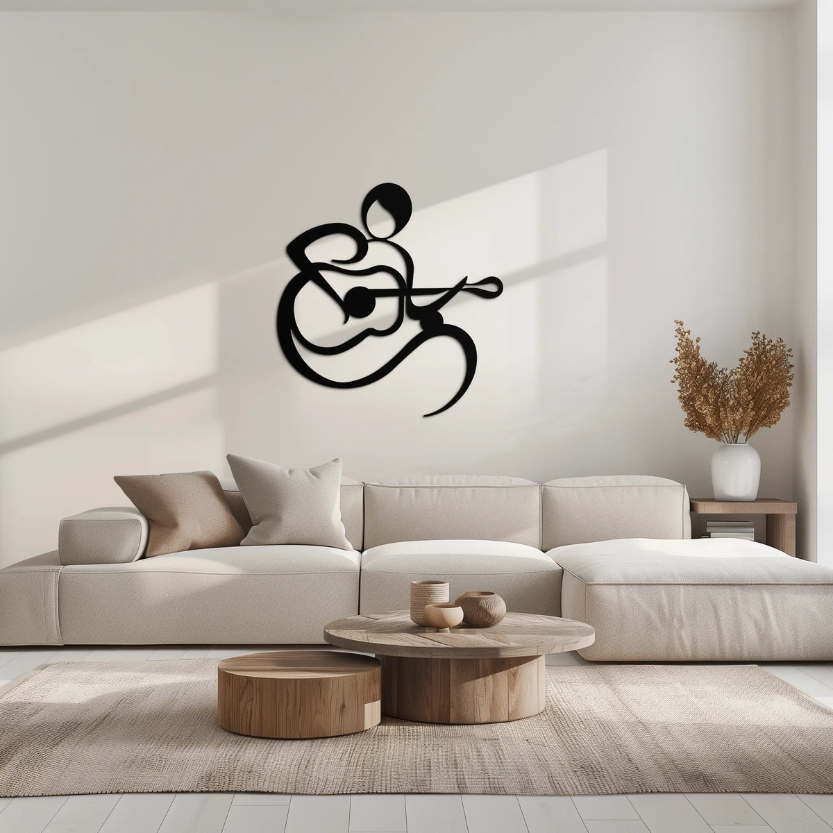 Guitarist Abstract Metal Wall Art – Minimal Black Wall Decoration- KAF388 by Enova Art