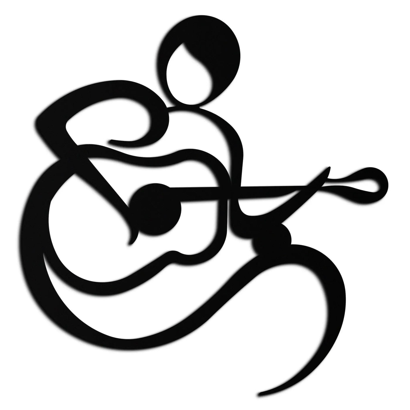 Guitarist Abstract Metal Wall Art – Minimal Black Wall Decoration- KAF388 by Enova Art