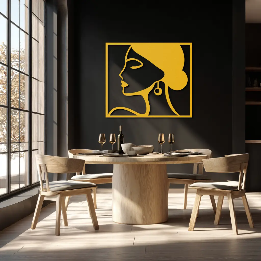Female Silhouette Metal Wall Art – Elegant Modern Black Abstract Home Decor- KAF389 by Enova Art