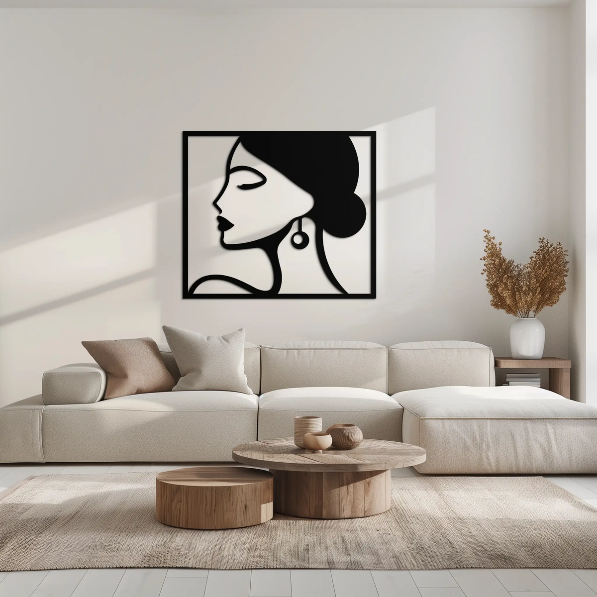 Female Silhouette Metal Wall Art – Elegant Modern Black Abstract Home Decor- KAF389 by Enova Art
