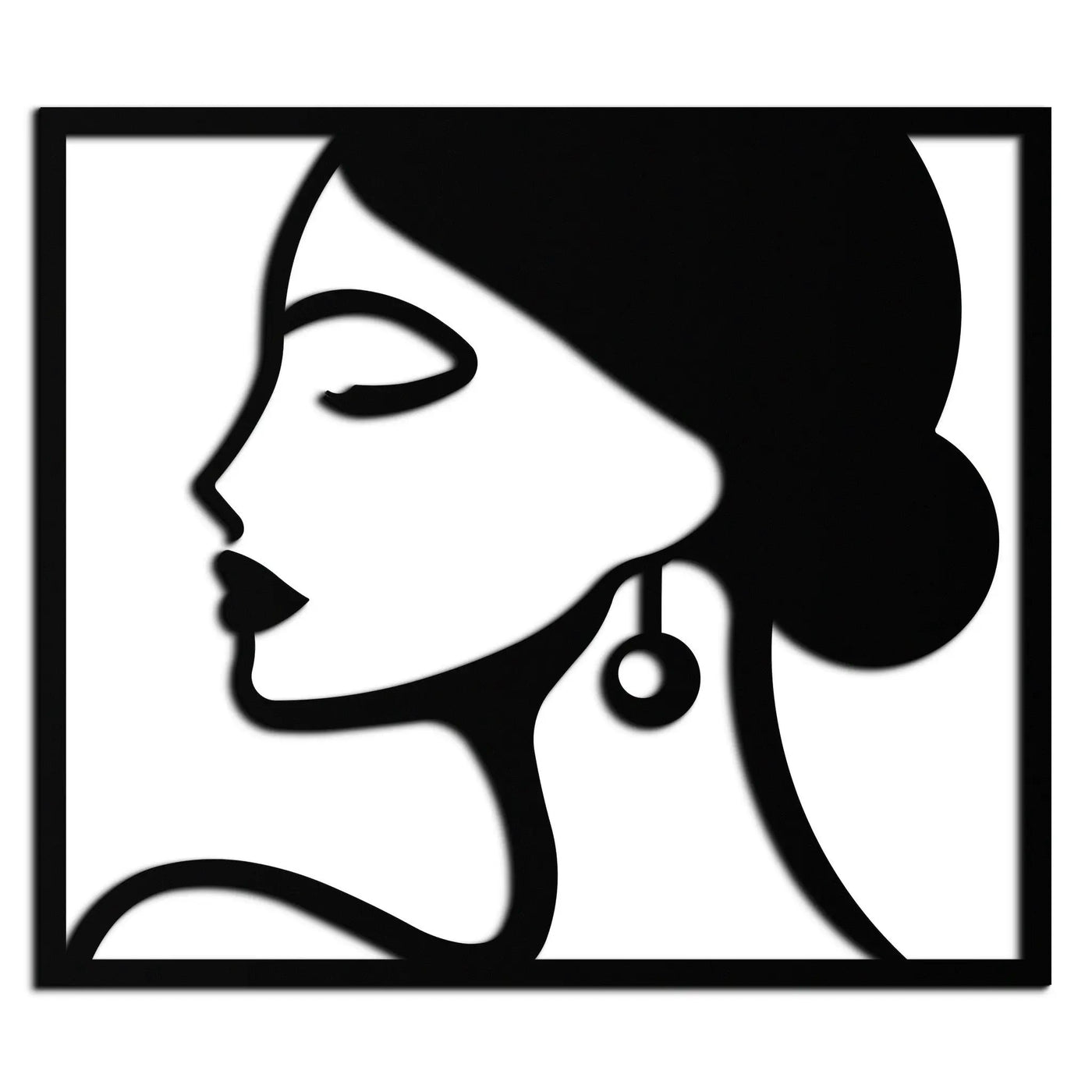 Female Silhouette Metal Wall Art – Elegant Modern Black Abstract Home Decor- KAF389 by Enova Art