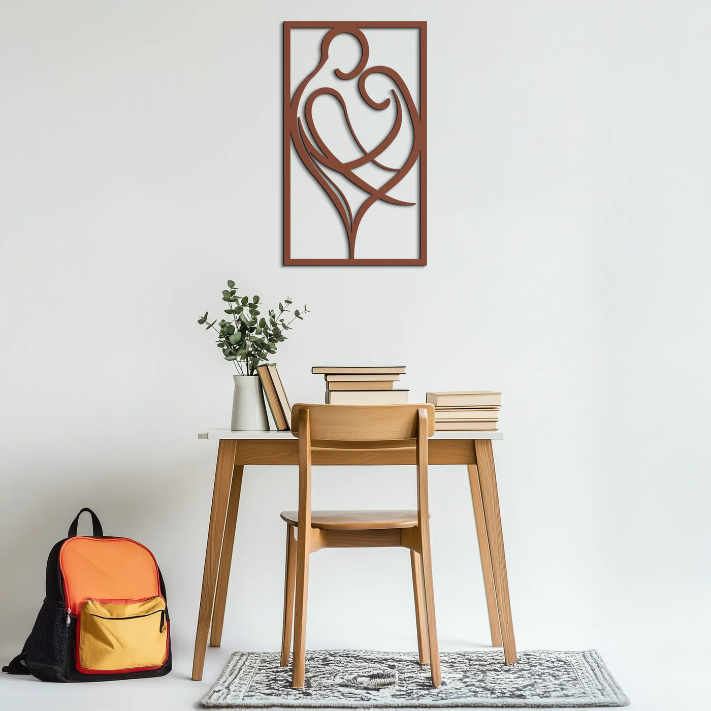 Hugging Couple Metal Wall Art – Romantic Modern Silhouette Home Decor for Bedroom or Living Room- KAF390 by Enova Art
