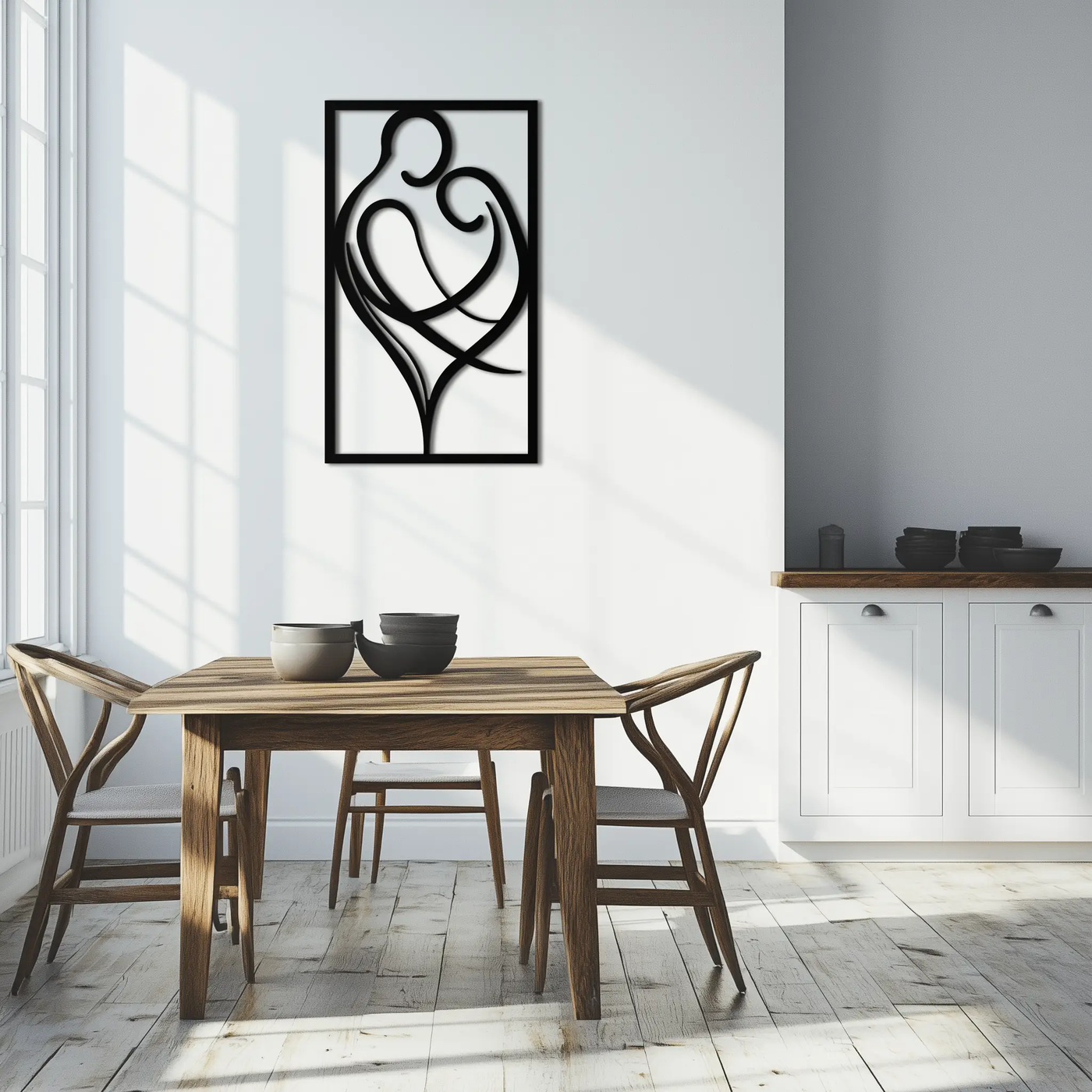 Hugging Couple Metal Wall Art – Romantic Modern Silhouette Home Decor for Bedroom or Living Room- KAF390 by Enova Art